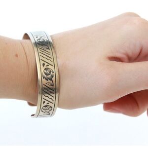 Russian 875 Silver Niello Cuff Bracelet 1960